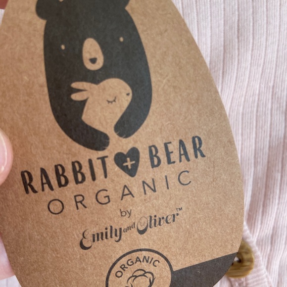 Rabbit Bear organic Cotton By Emily & Oliver Onesies SZ 0-3 MONTHS - Picture 5 of 9